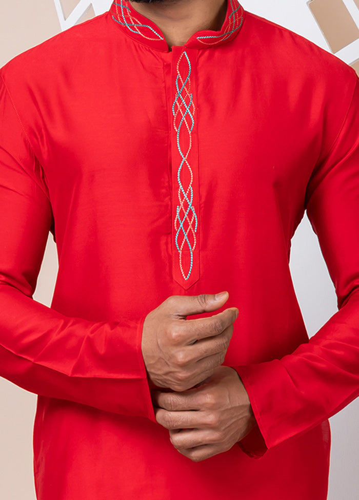 Red Viscose Kurta And Pajama Set