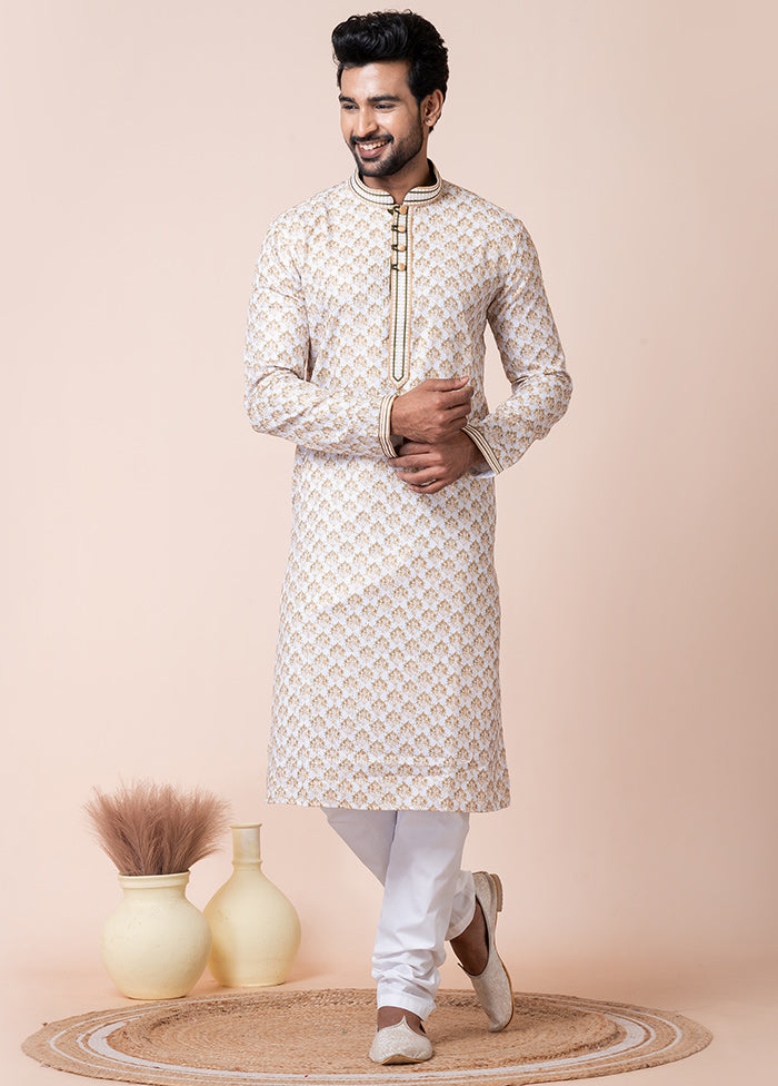 White Cotton Kurta And Pajama Set