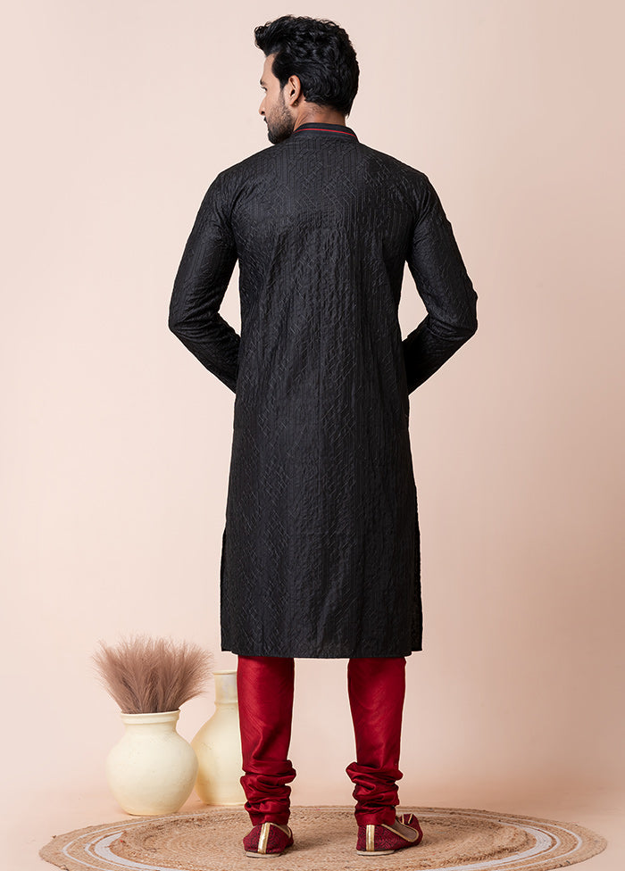 Black Cotton Kurta And Pajama Set