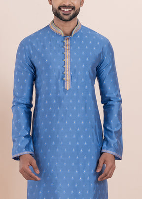 Sky Blue Cotton Kurta And Pajama Set