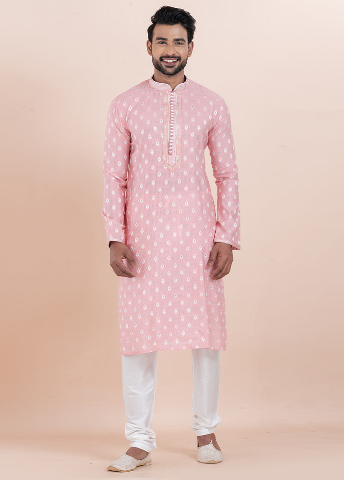 Pink Cotton Kurta And Pajama Set