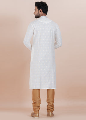 White Cotton Kurta And Pajama Set