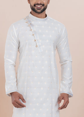 White Cotton Kurta And Pajama Set