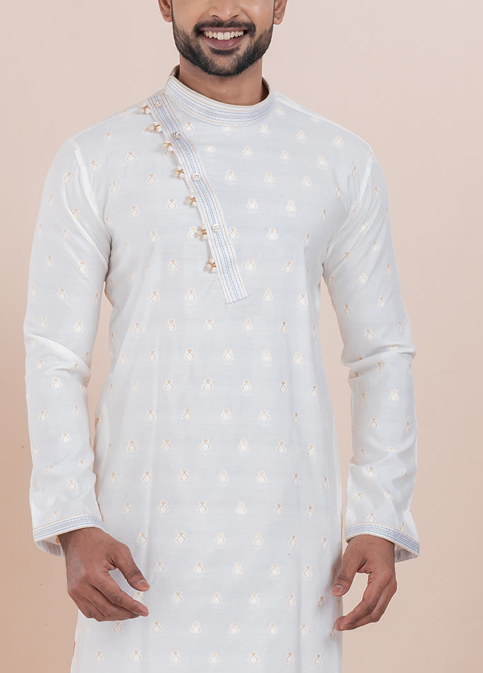 White Cotton Kurta And Pajama Set