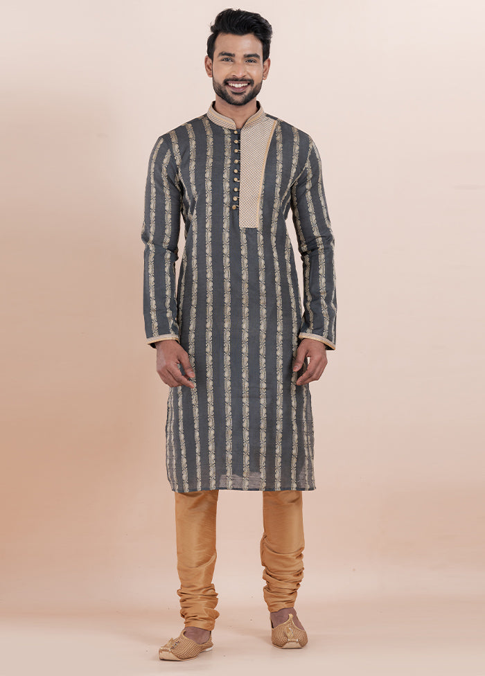 Black Cotton Kurta And Pajama Set