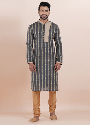 Black Cotton Kurta And Pajama Set