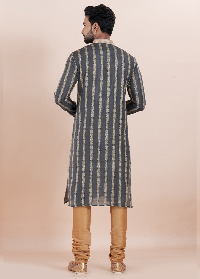 Black Cotton Kurta And Pajama Set