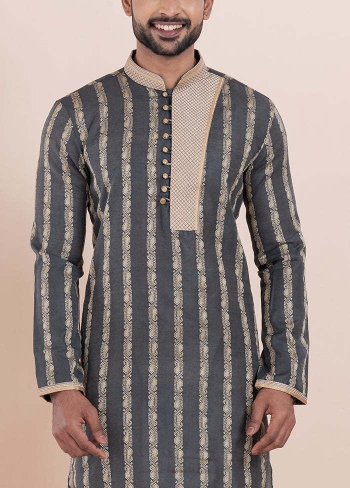 Black Cotton Kurta And Pajama Set