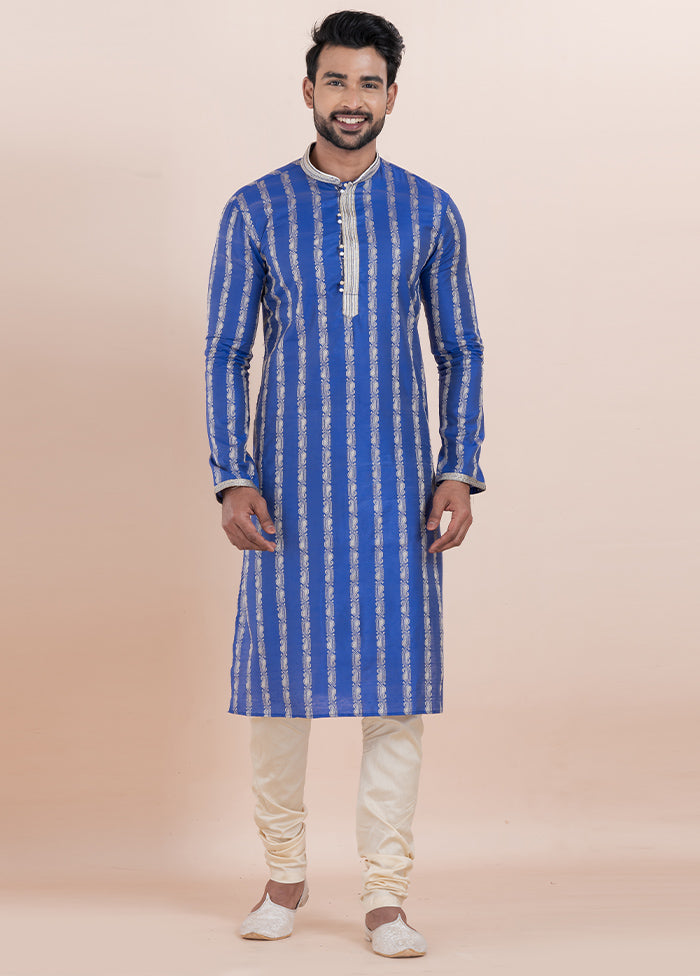 Blue Cotton Kurta And Pajama Set