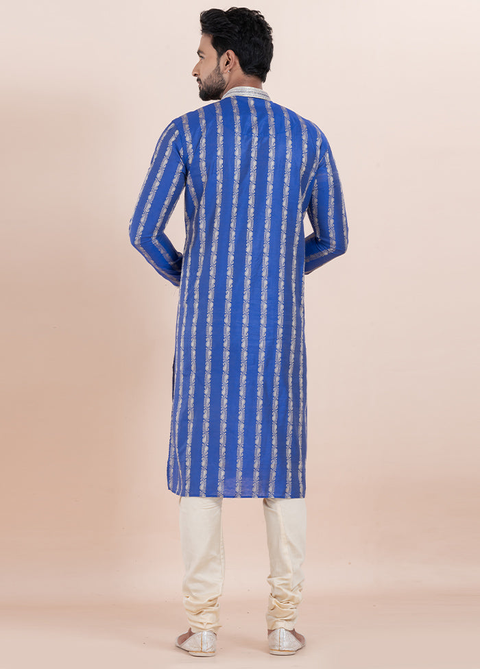 Blue Cotton Kurta And Pajama Set