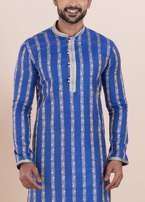 Blue Cotton Kurta And Pajama Set