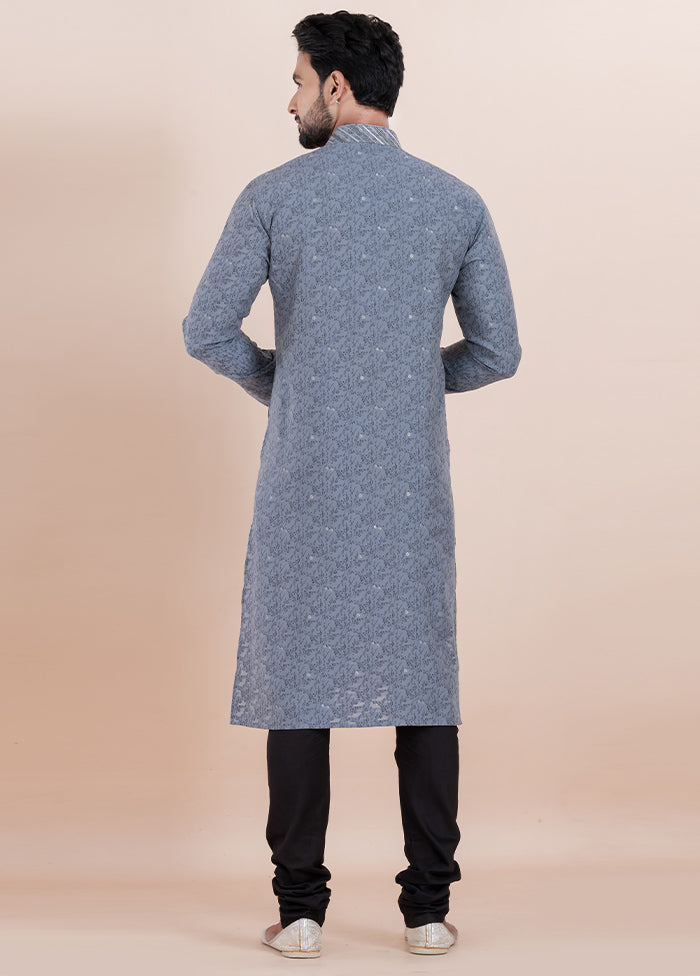 Grey Cotton Kurta And Pajama Set