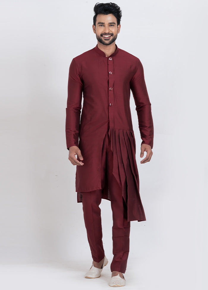 Maroon Viscose Kurta And Pajama Set