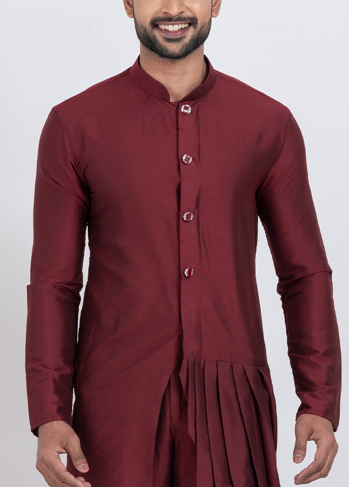 Maroon Viscose Kurta And Pajama Set