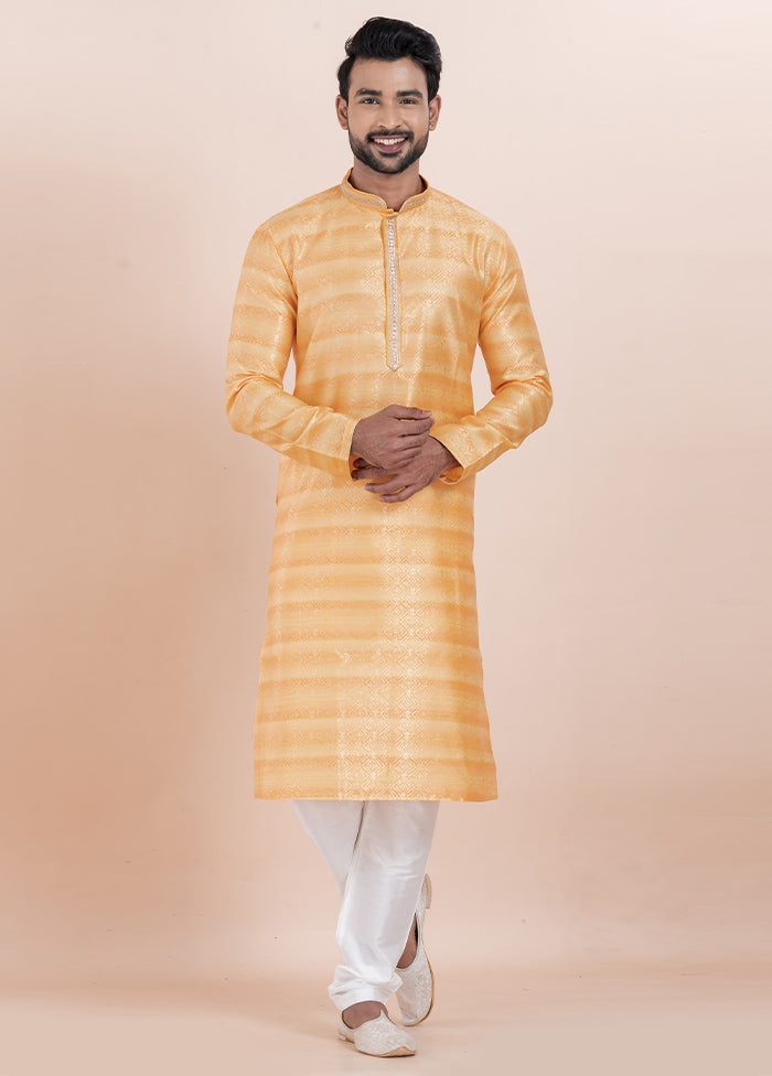 Orange Cotton Kurta And Pajama Set