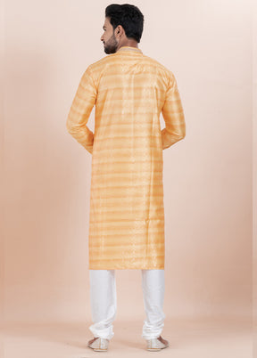 Orange Cotton Kurta And Pajama Set