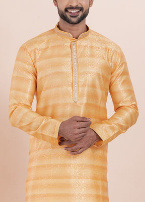 Orange Cotton Kurta And Pajama Set