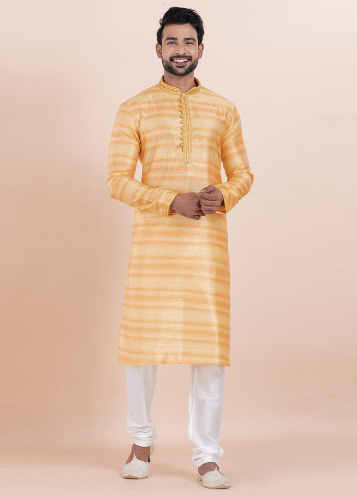 Orange Cotton Kurta And Pajama Set