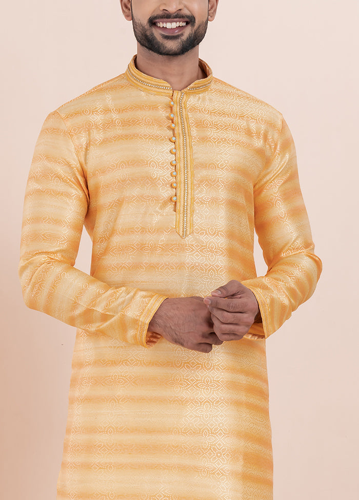 Orange Cotton Kurta And Pajama Set