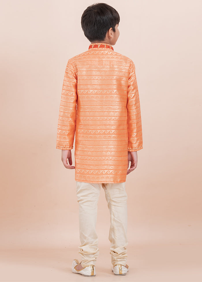 Orange Cotton Silk Kurta Pajama Set