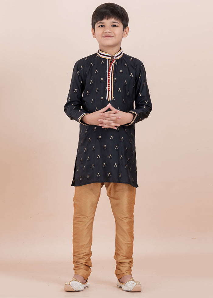 Black Cotton Silk Kurta Pajama Set