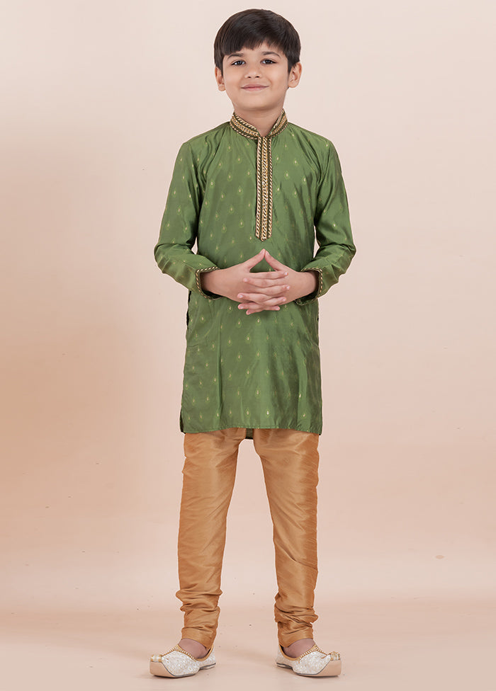 Mehendi Cotton Silk Kurta Pajama Set