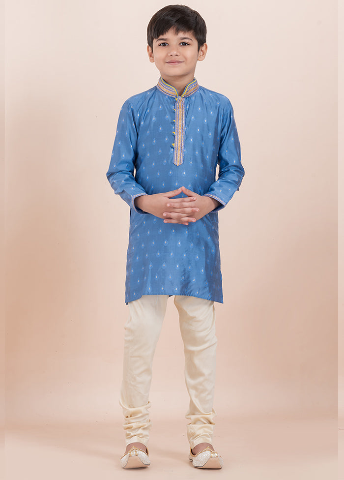 Teal Blue Cotton Silk Kurta Pajama Set