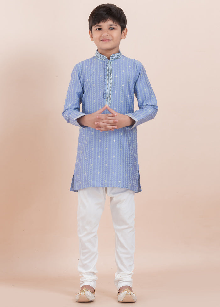 Light Violet Cotton Silk Kurta Pajama Set