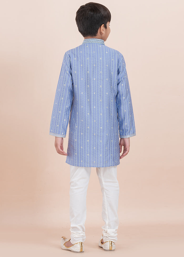 Light Violet Cotton Silk Kurta Pajama Set