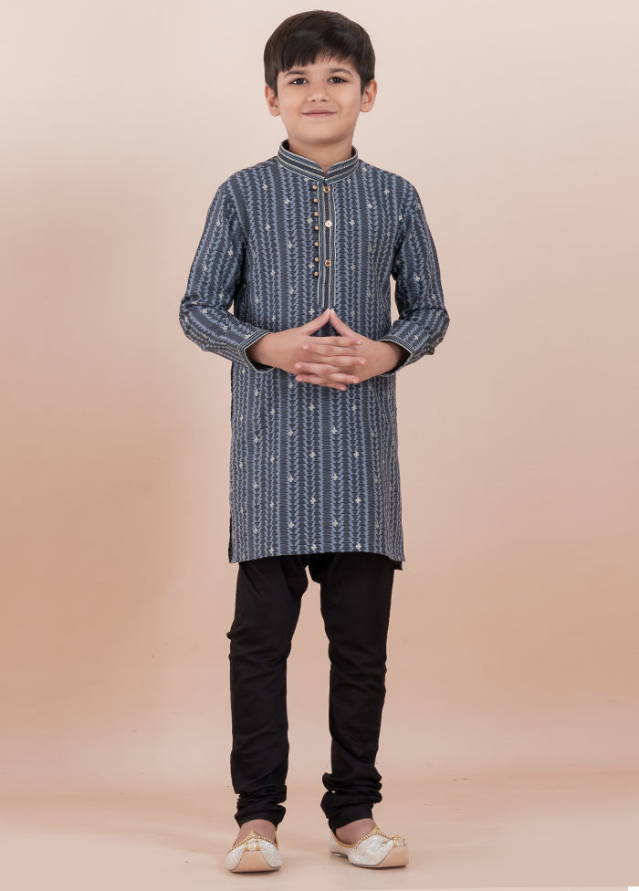 Grey Cotton Silk Kurta Pajama Set