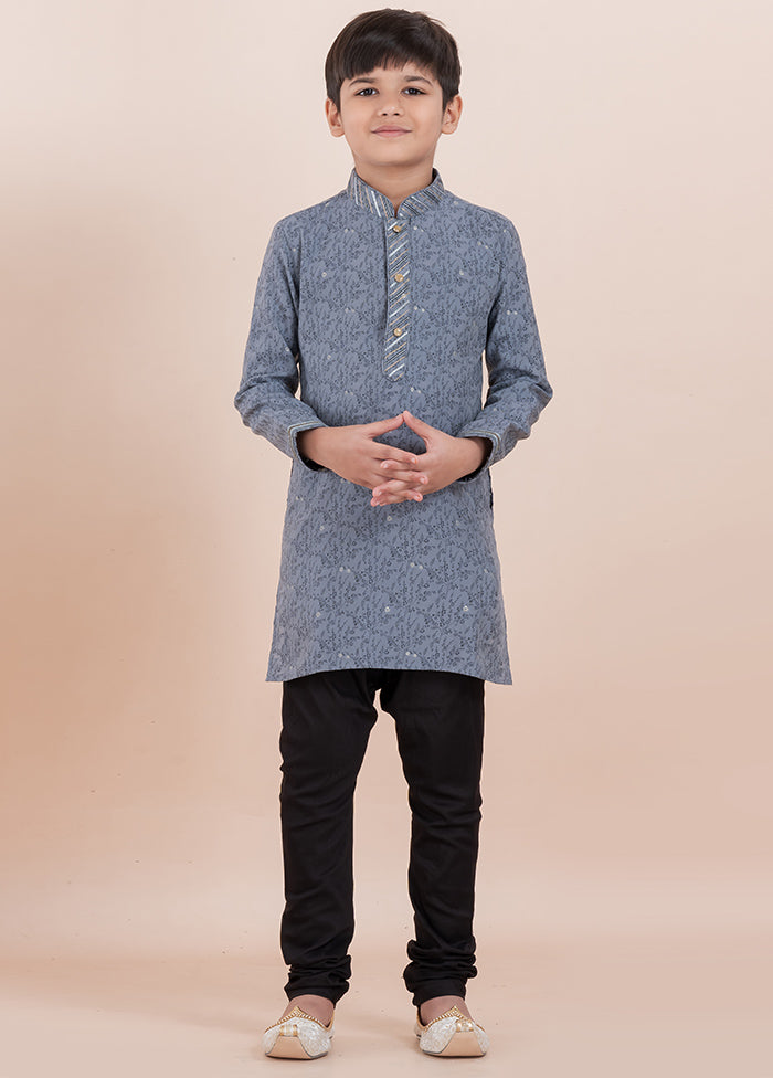 Grey Cotton Silk Kurta Pajama Set