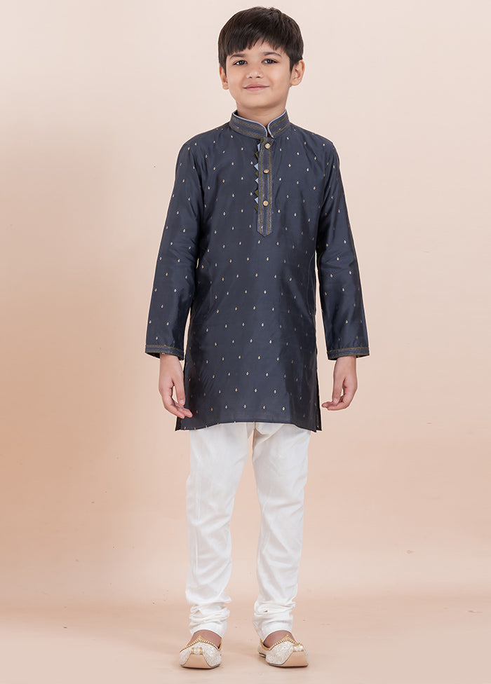 Black Cotton Silk Kurta Pajama Set