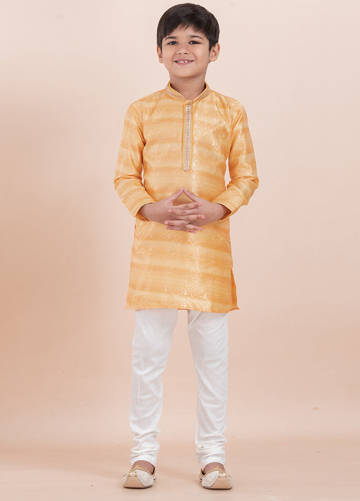 Yellow Cotton Silk Kurta Pajama Set