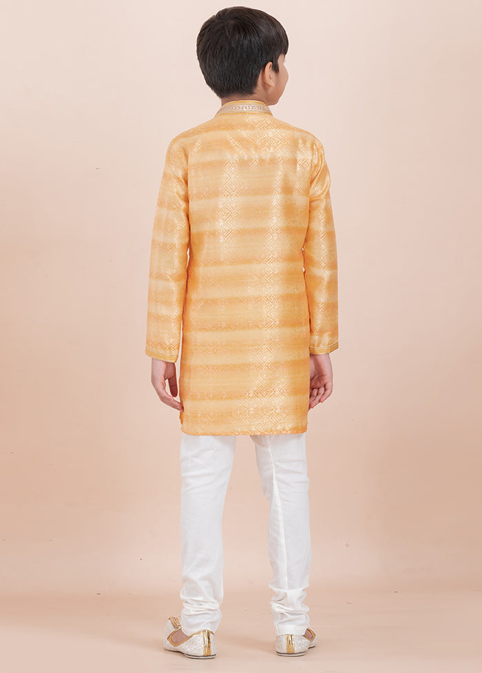 Yellow Cotton Silk Kurta Pajama Set