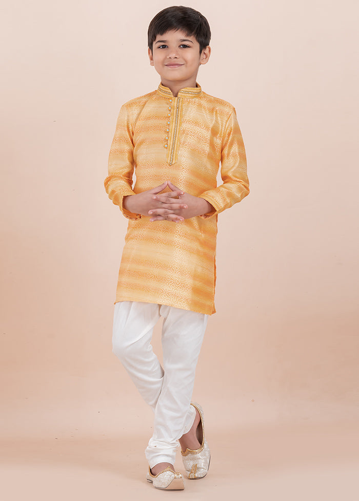 Yellow Cotton Silk Kurta Pajama Set