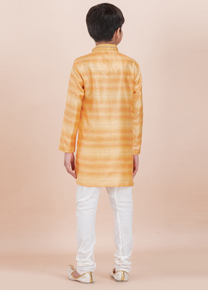 Yellow Cotton Silk Kurta Pajama Set