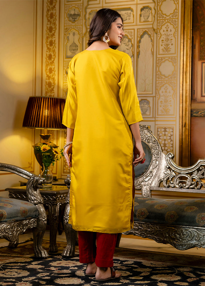 Yellow Readymade Silk Kurti