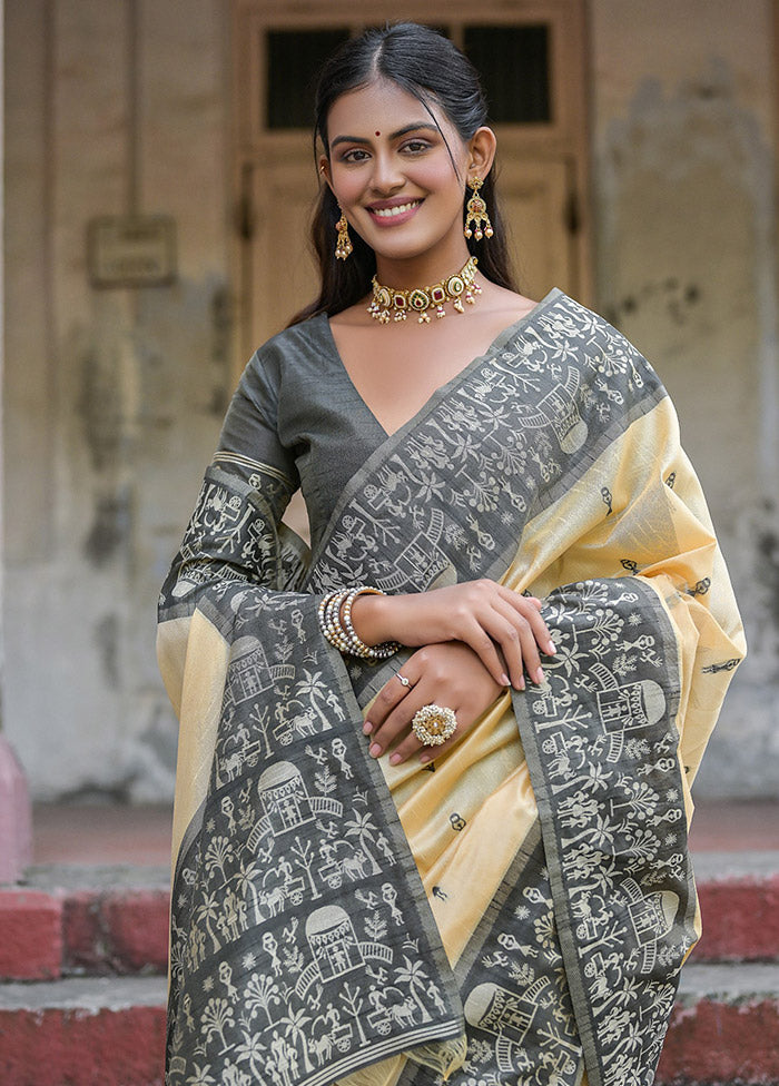 Black Dupion Silk Saree With Blouse Piece