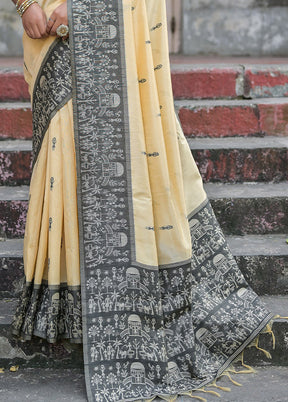 Black Dupion Silk Saree With Blouse Piece