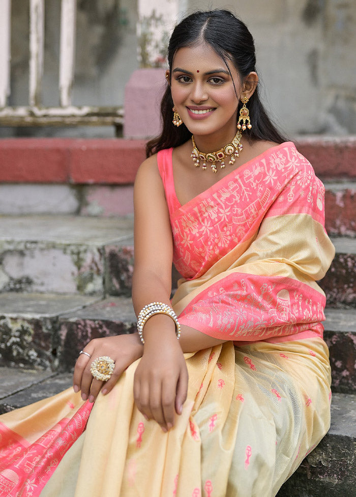 Pink Dupion Silk Saree With Blouse Piece