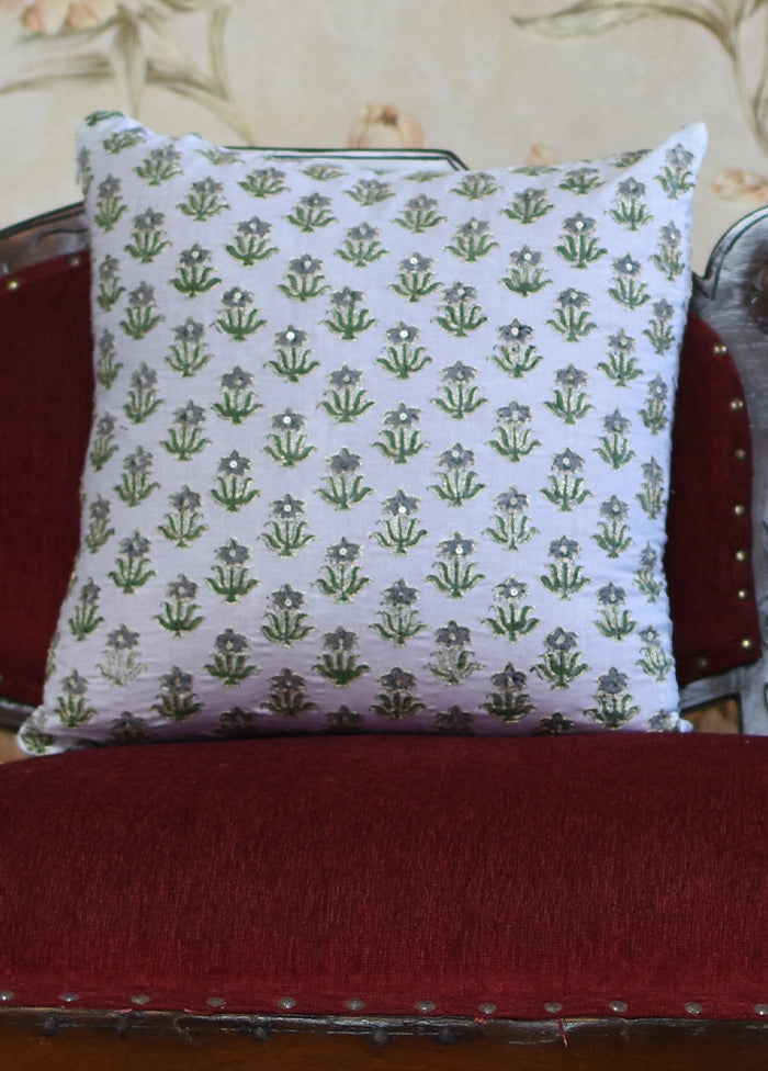 Hand Embroidered Floral Cushion Cover