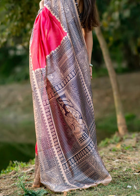 Rani Tussar Silk Saree With Blouse Piece