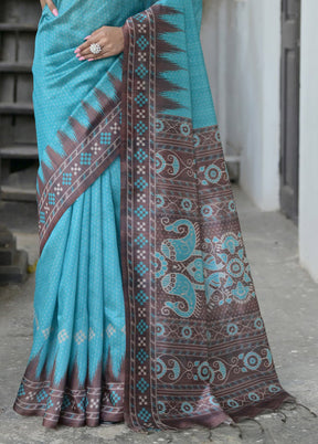 Firoza Tussar Silk Saree With Blouse Piece