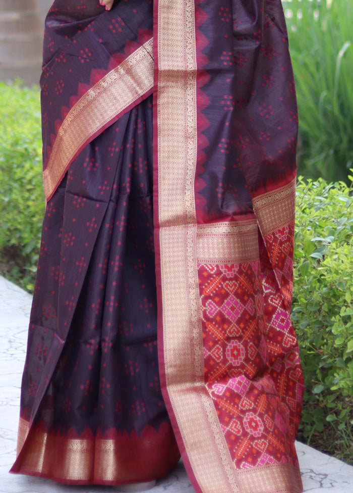 Brown Tussar Silk Saree With Blouse Piece