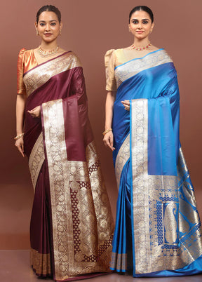 Maroon & Blue Banarasi Duo Combo