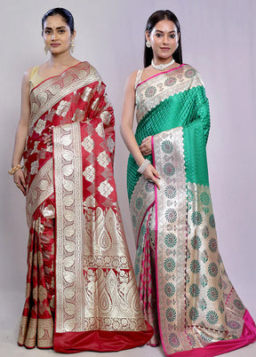 Maroon & Green Banarasi Duo Combo
