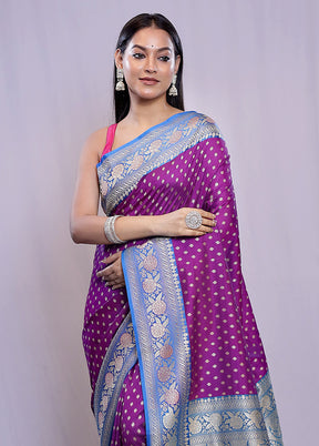 Purple Uppada Silk Saree With Blouse Piece - Indian Silk House Agencies