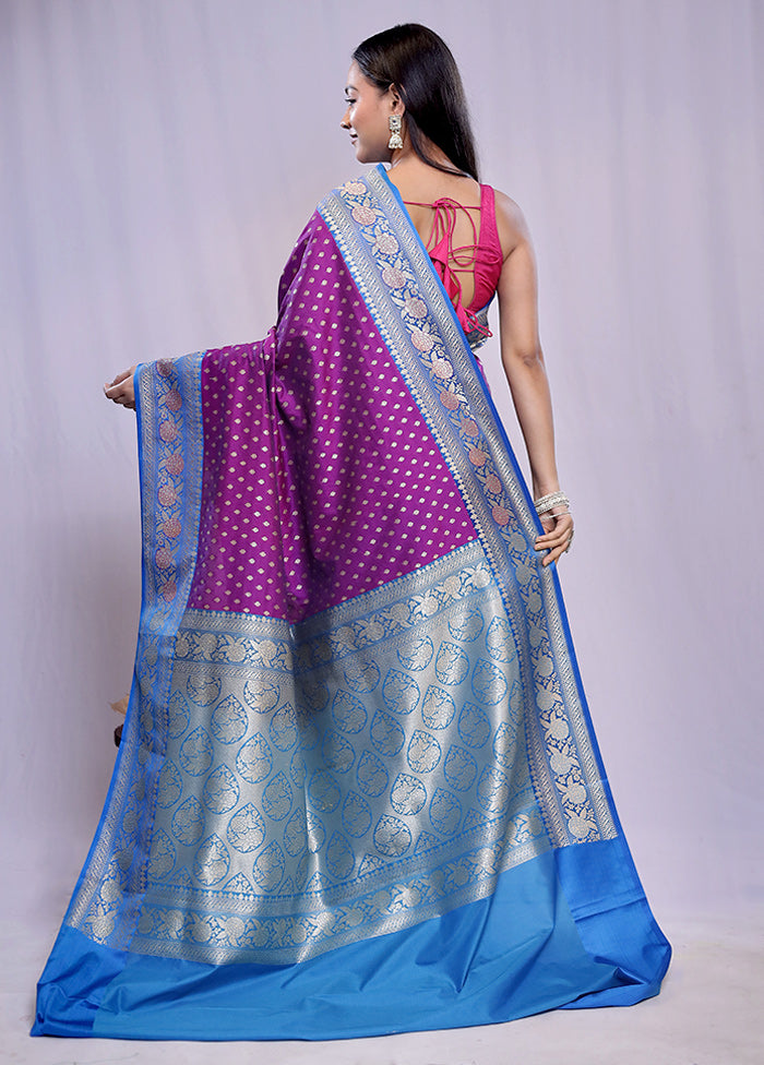 Purple Uppada Silk Saree With Blouse Piece - Indian Silk House Agencies