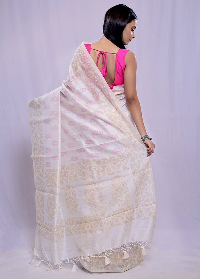 Cream Cotton Saree With Blouse Piece - Indian Silk House Agencies