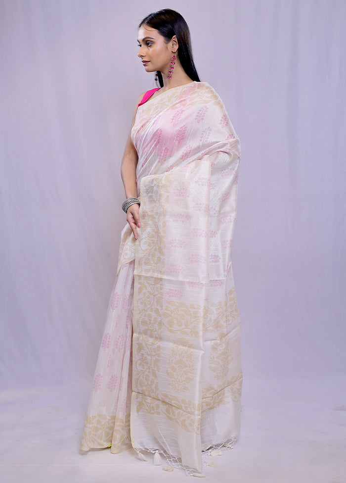 Cream Cotton Saree With Blouse Piece - Indian Silk House Agencies